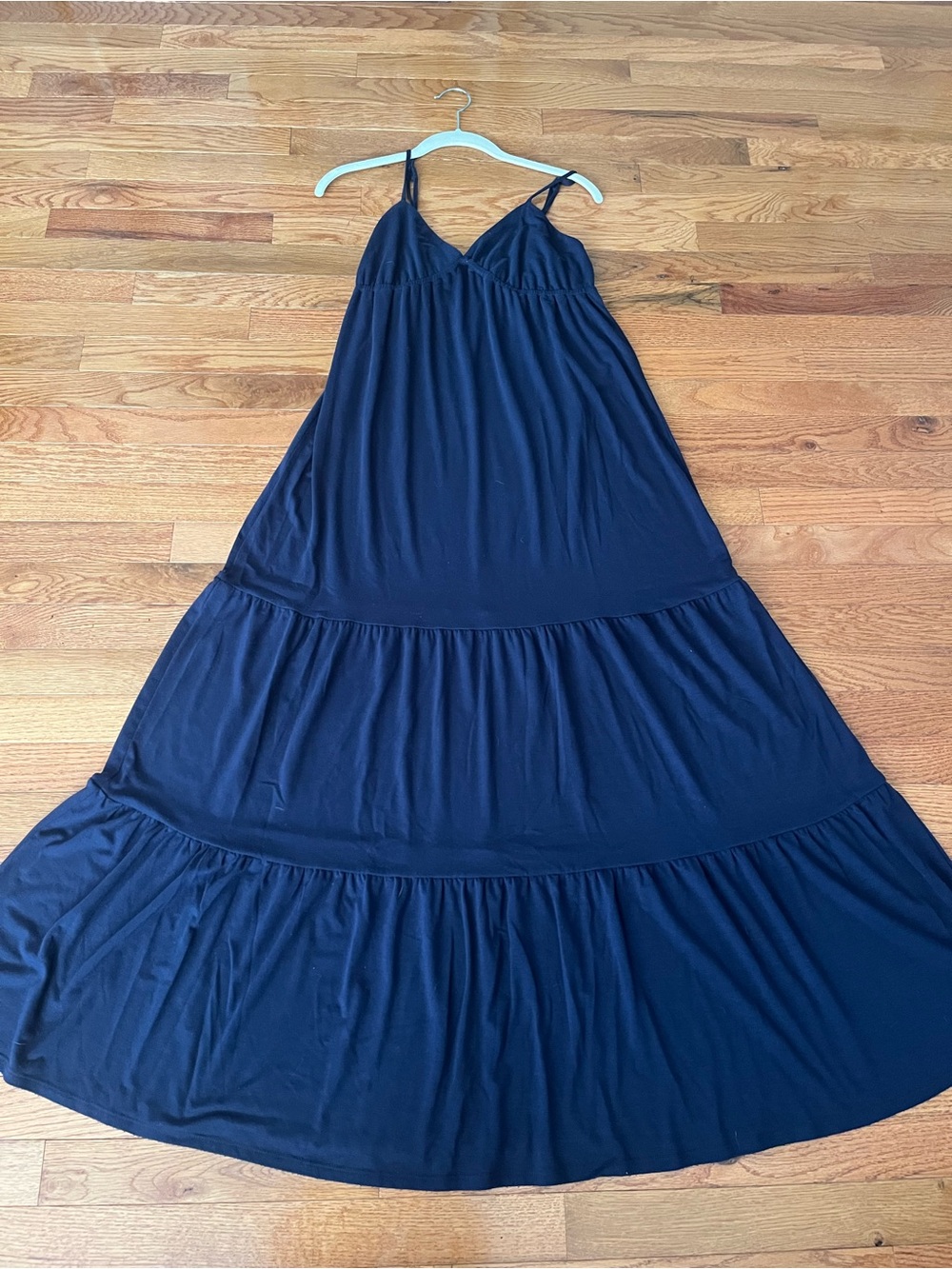 Mossimo Supply Co. Navy Tiered Maxi Dress with Spaghetti Straps Soft Adj Straps